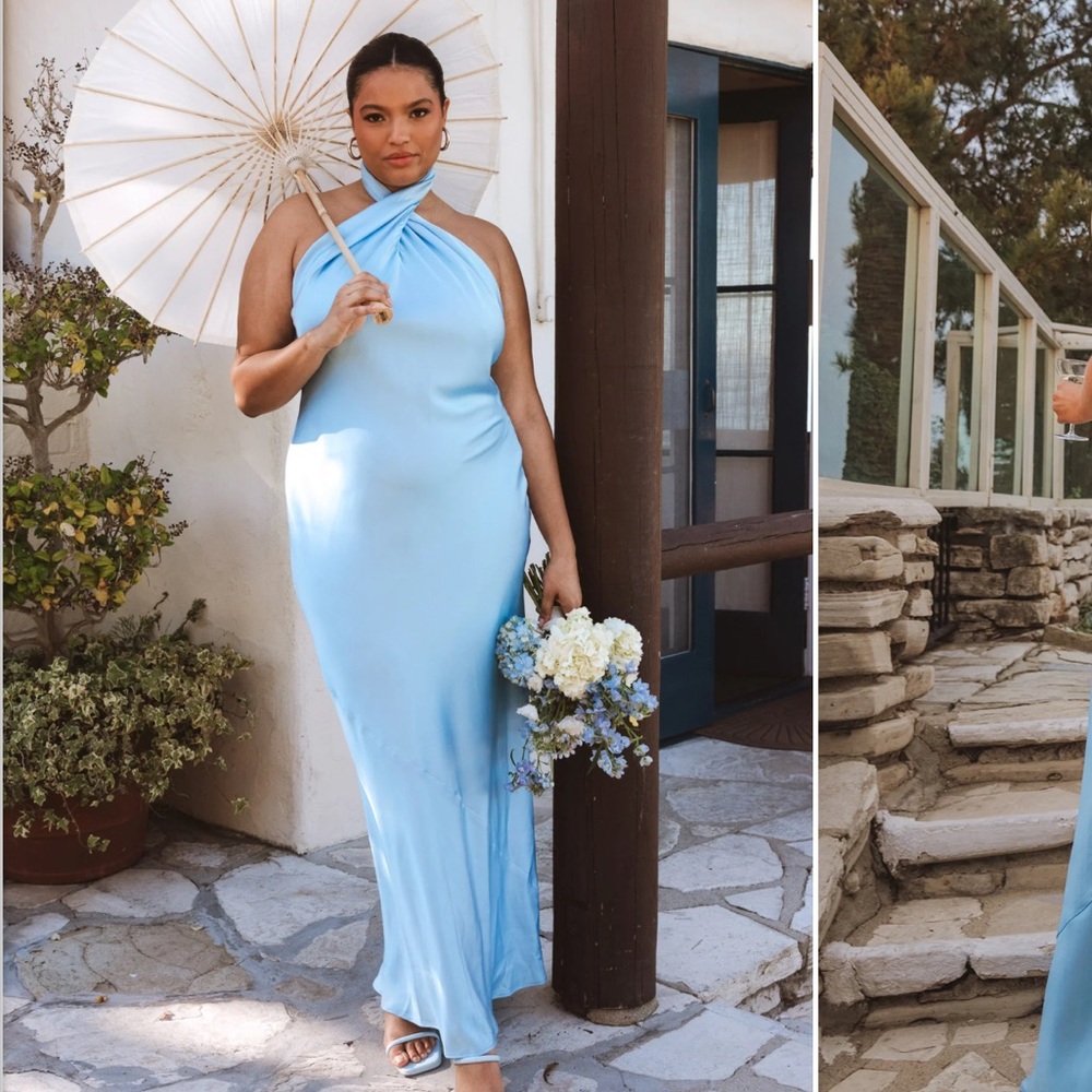 Show Me Your MuMu Baby Blue Halter Maxi Dress